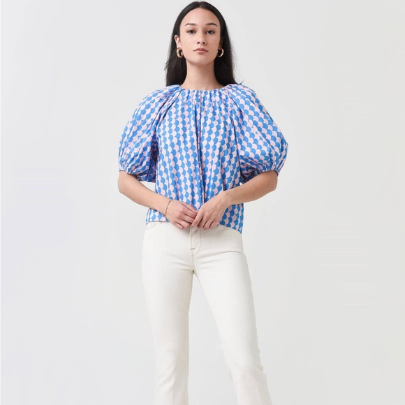 Rhode Pink & Blue Scalloped Print Rowan Top L NWOT - Picture 3 of 7